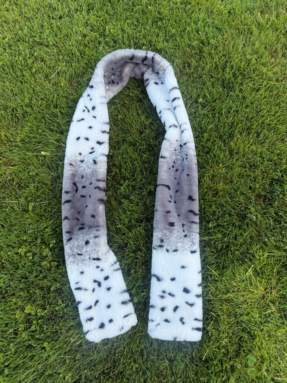 Minky Couture Faux Fur Scarf White Gray Black Plush Winter Wrap